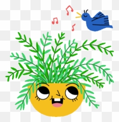 Happy Fern Enjoys Singing Bird GIF - FloraFriends Music Discover u0026 Share GIFs Emoji