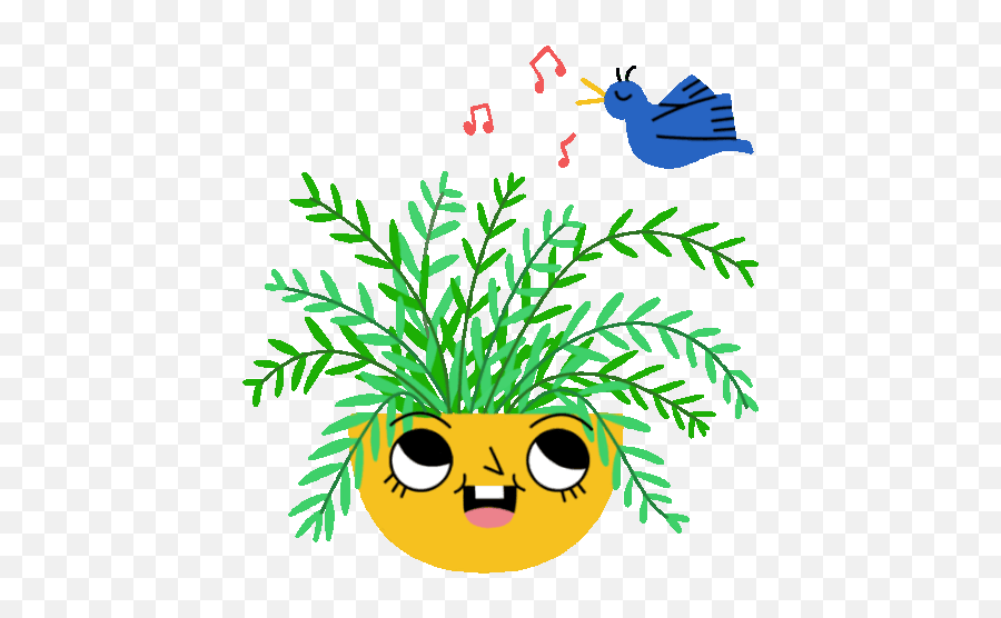 Happy Fern Enjoys Singing Bird Gif - Florafriends Bird Music Discover U0026 Share Gifs Happy Emoji,Bird Emoticon
