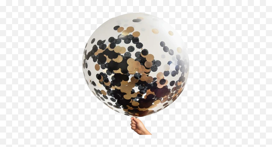Rose Gold And Black Confetti Jumbo - Gold And Black Confetti Balloons Emoji,Confetti Ball Emoji