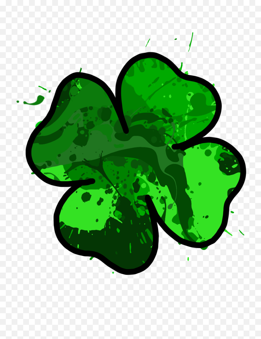 Lucky Paint Splatter Clover Fourleafclover 4leafclover - Clip Art Emoji,Four Leaf Clover Emoji