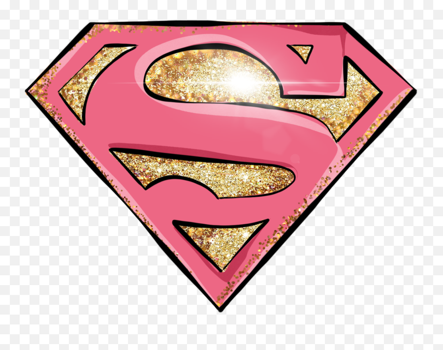 Supergirl Logo Pink S Goldglitter - Supergirl Logo Png Emoji,Supergirl Emoji