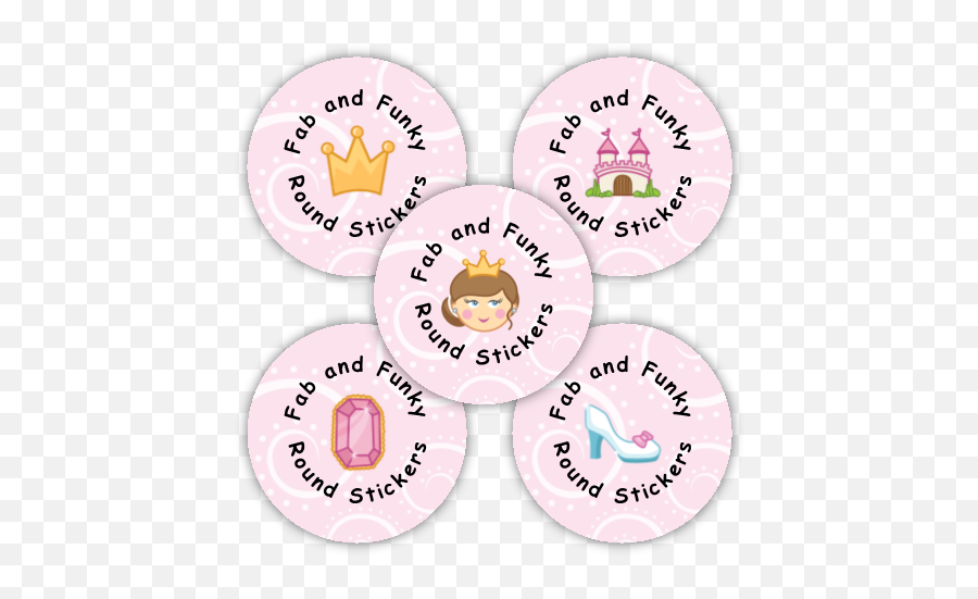 Fab U0026 Funky Round Stickers And Stick On Labels By Easy2name - Circle Emoji,Flamingo Emoji Copy And Paste