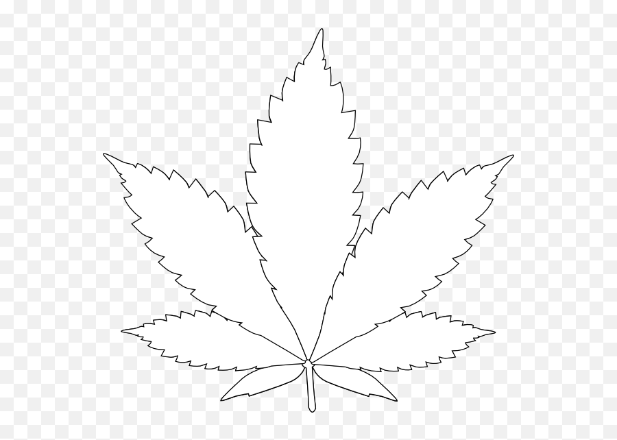Black And White Marijuana Leaf Clipart - Leaf Silhouette Emoji,Marijuana Emoji