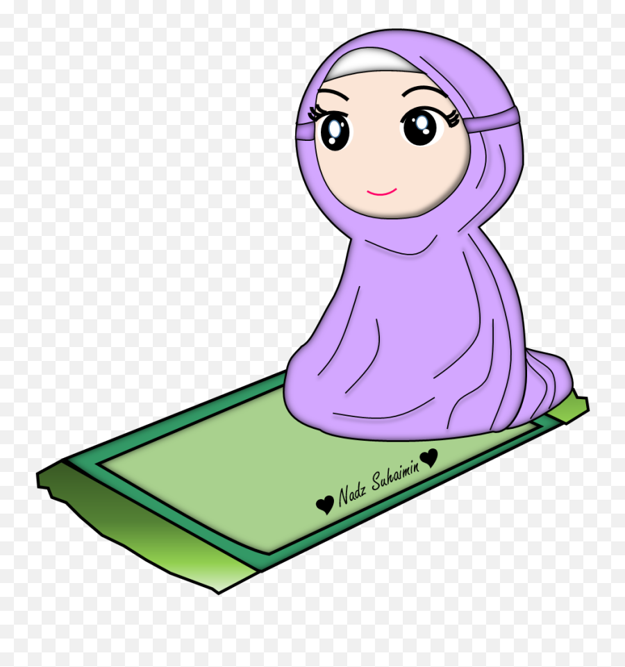 Islamic Cartoon Hijab Cartoon - Muslimah Cartoon Solat Emoji,Muslim Emoji