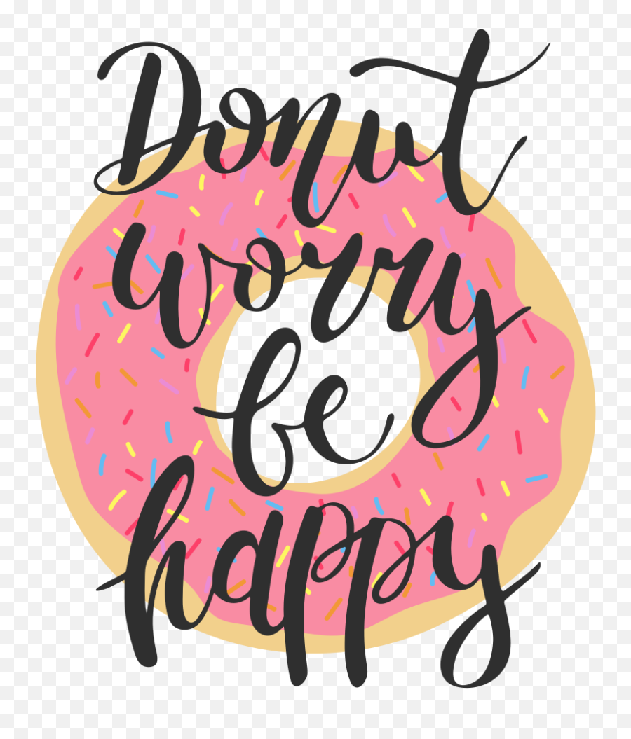Donuts Worry Be Happy Donut Text Wall Decal - Donut Tekst Emoji,Doughnut Emoji