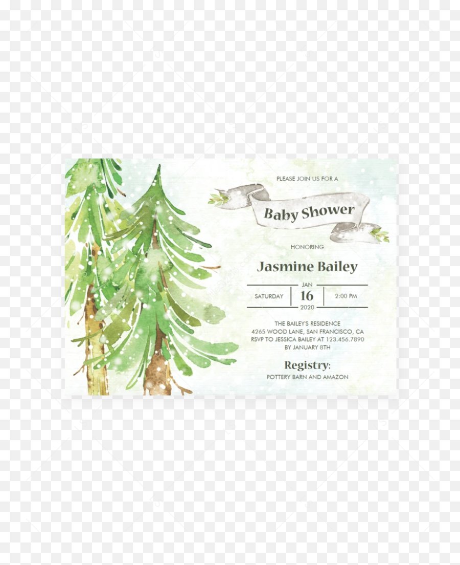 Winter Forest Baby Shower Invitation - Forest Invitation Image Free Template Emoji,8th Note Emoji