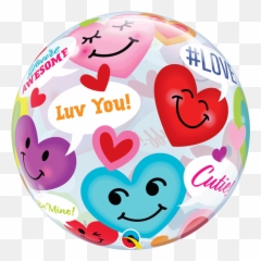 Valentineu0027s Smiley Hearts 22 Bubble Balloon - Emoji