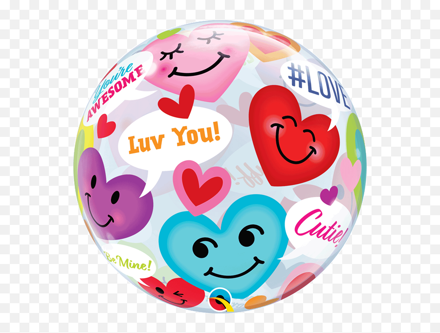 Valentineu0027s Smiley Hearts 22 Bubble Balloon - Balloon Emoji,Emoji Pop 84