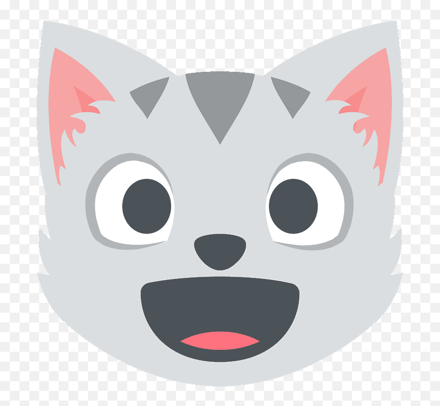 Grinning Cat Emoji Clipart - Cat Face Cartoon Open Mouth,Cat Emoji