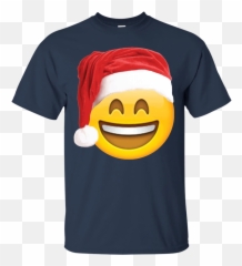 Emoji Christmas Shirt Smiley Face Santa - Santa Hat,Emoji Teacher