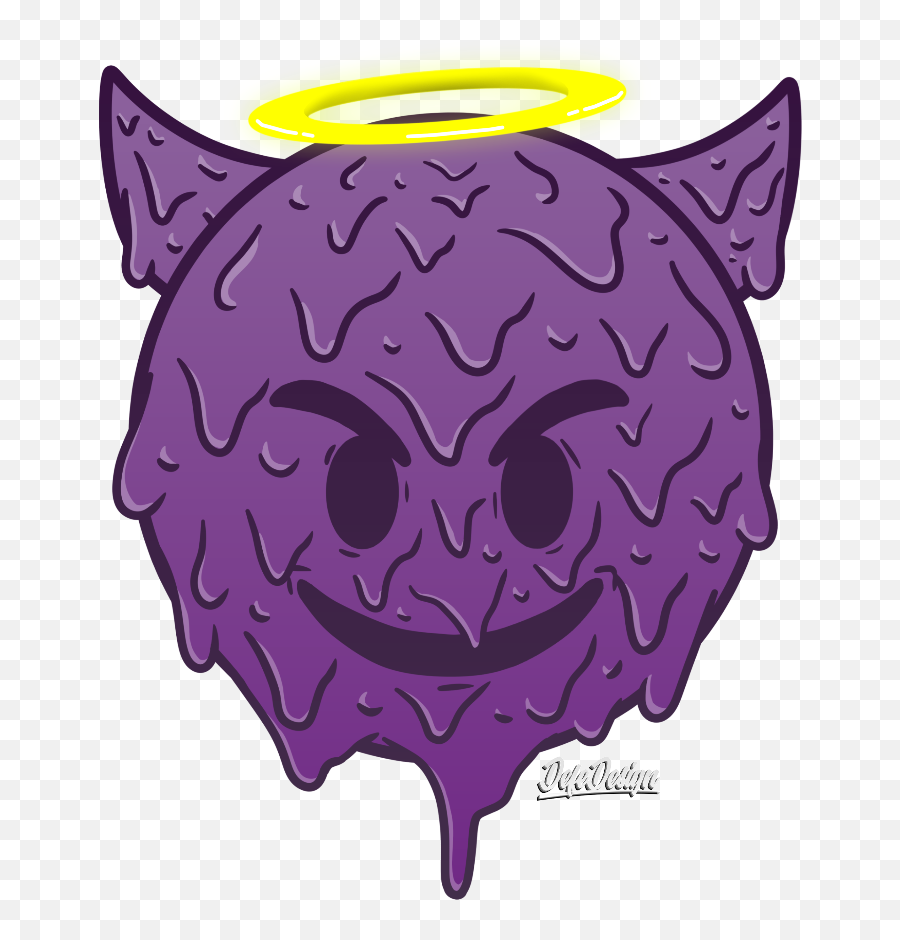 Devil Emoji Grime Art - Cartoon,Purple Horned Emoji