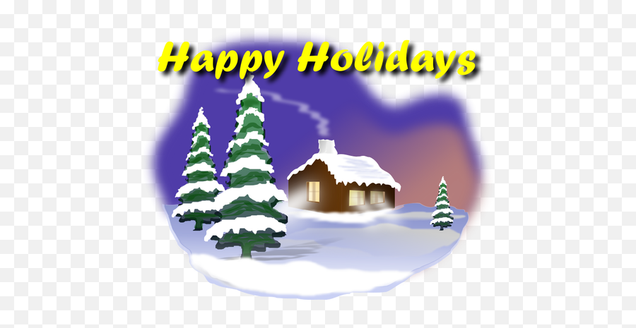 Happy Holidays Winter Idyll Card Vector - Winter Holidays Clip Art Emoji,Merry Xmas Emoji