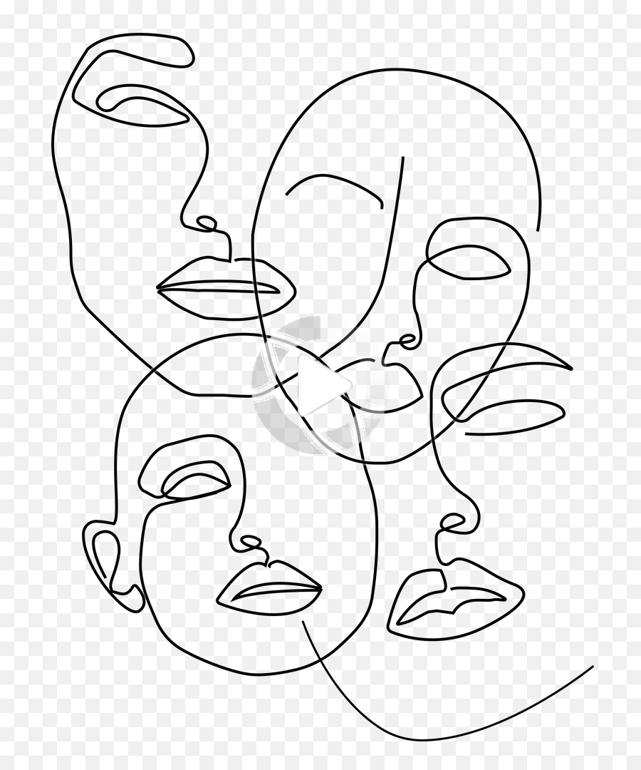 Abstract Carnival Face Printable One Line Child Like - Abstract Line Art Faces Emoji,Emoji Carnival