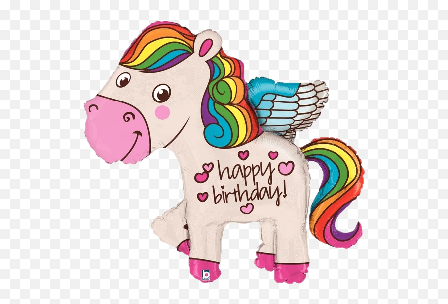 Happy Birthday Jumbo Rainbow Pony 45 Balloon - Happy Birthday Unicorn Clipart Emoji,Pony Emoji