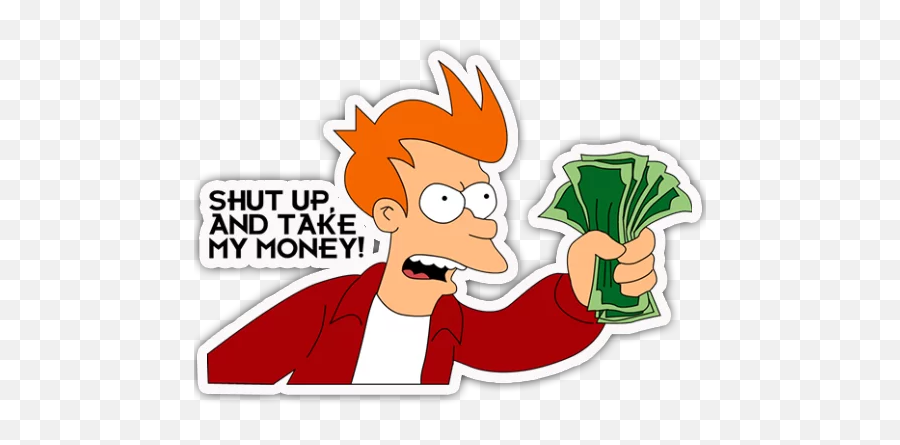 Futurama 1 Stickers For Telegram - Want My Money Back Emoji,Shut Up Emoji