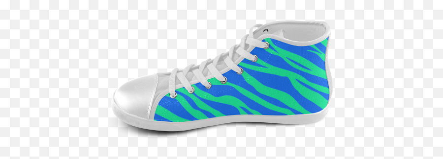 Green On Blue Zebra Stripes High Top Canvas Kidu0027s Shoes Model 002 Id D429207 - White Shoes With Cherry Blossoms Emoji,Kids Emoji Shoes
