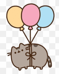 Pusheen Ballons Cute Pink Blue Cat Yellow Sweet Awwdora - Pusheen Balloon Emoji,Pusheen The Cat Emoji