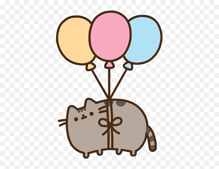 Pusheen Ballons Cute Pink Blue Cat Yellow Sweet Awwdora - Pusheen Balloon Emoji,Pusheen The Cat Emoji