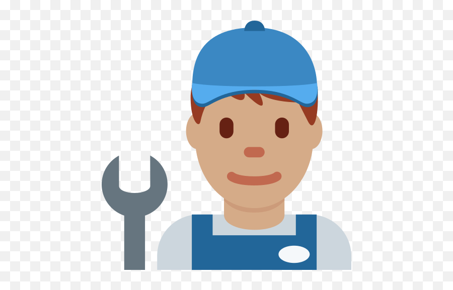 Man Mechanic Emoji With Medium Skin - Repair Emoji,Plumber Emoji
