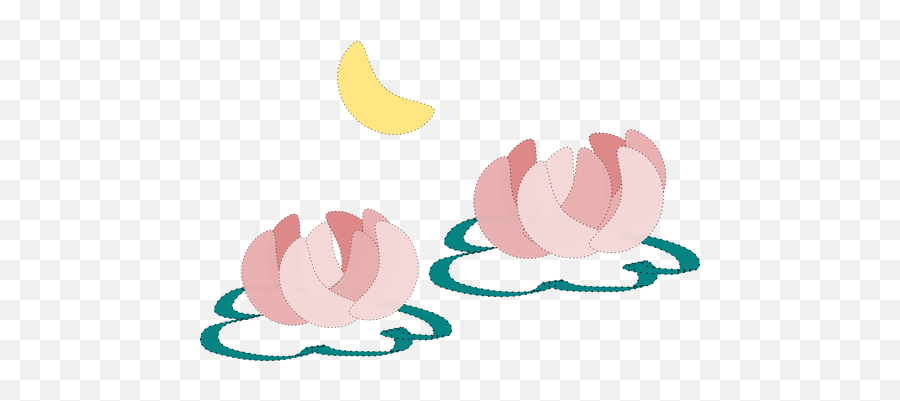 Water Lily And Moon - Moon Emoji,Lily Pad Emoji