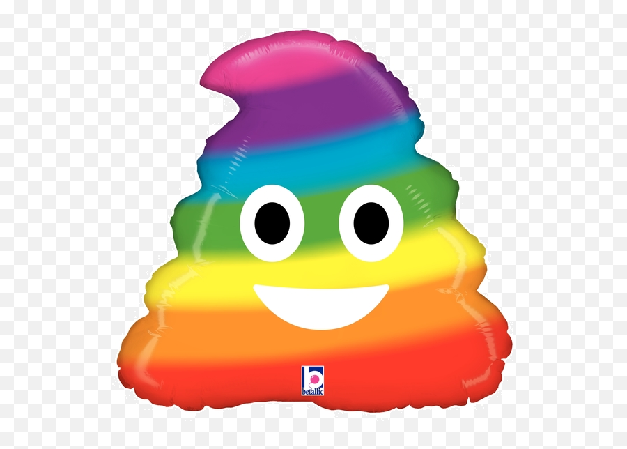 Betallic Foil Shape Emoji Rainbow Poo - Rainbow Poop Emoji Balloon,20 Emoticon