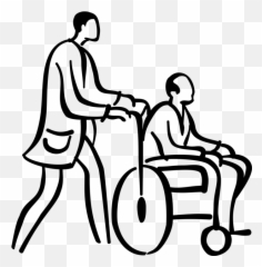 Hospital Patient In Wheelchair - Helping Disabled Clipart Black And White Emoji