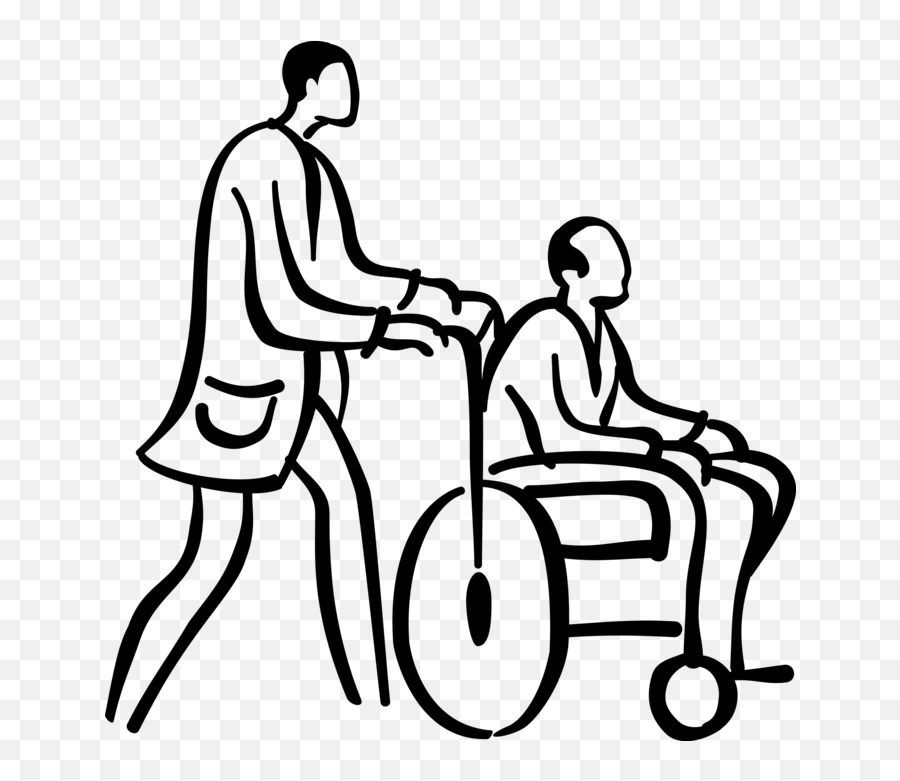 Hospital Patient In Wheelchair - Helping Disabled Clipart Black And White Emoji,Handicap Emoji