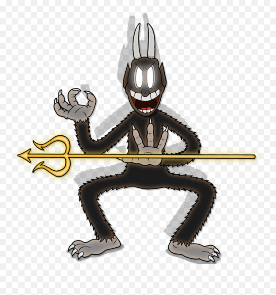 Devil Clipart Trident Devil Trident - Cuphead Devil Png Emoji,Trident Emoji