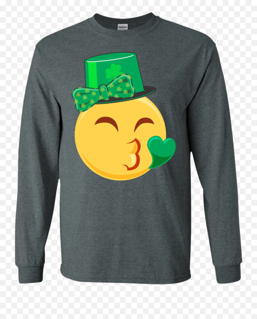 Emoji Saint Patricks Day Shirt Girls Green Heart Eyes Bow Ls ...