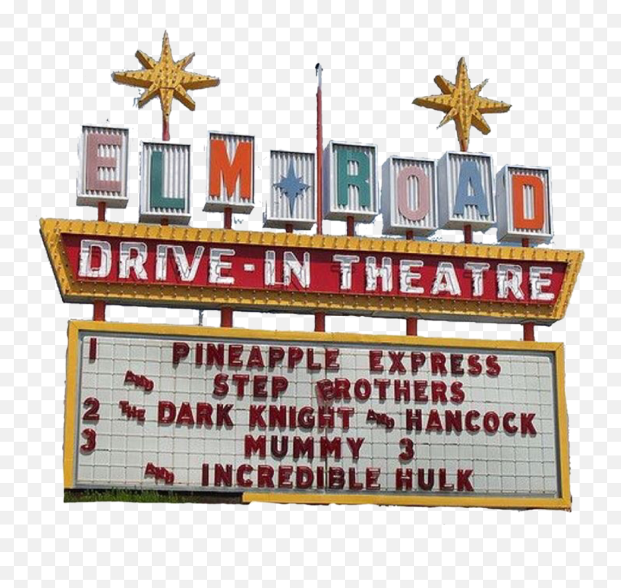 Theatre Drive In Sign Aesthetic Colourful Yellow Red - Elm Road Triple Theatre Emoji,Theatre Emoji
