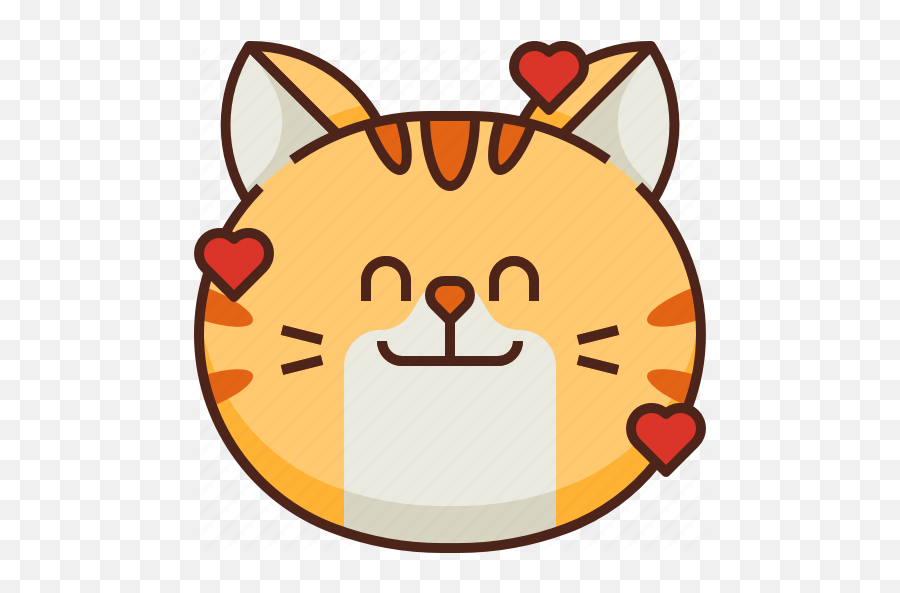 Cute Cat Emoticon Emoji Avatar Hearts Smileys Icon - Download On Iconfinder Icon,Cute Cat Emoji