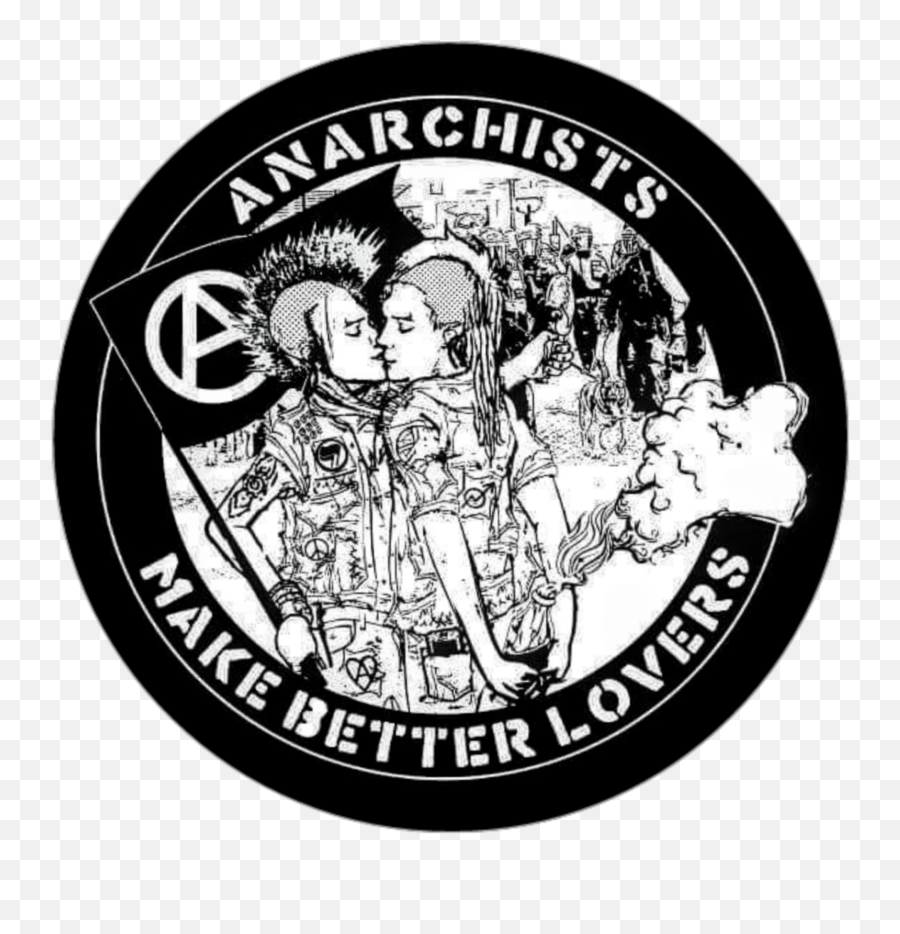 Blackandwhite Anarchism Sticker - Hair Design Emoji,Anarchist Emoji