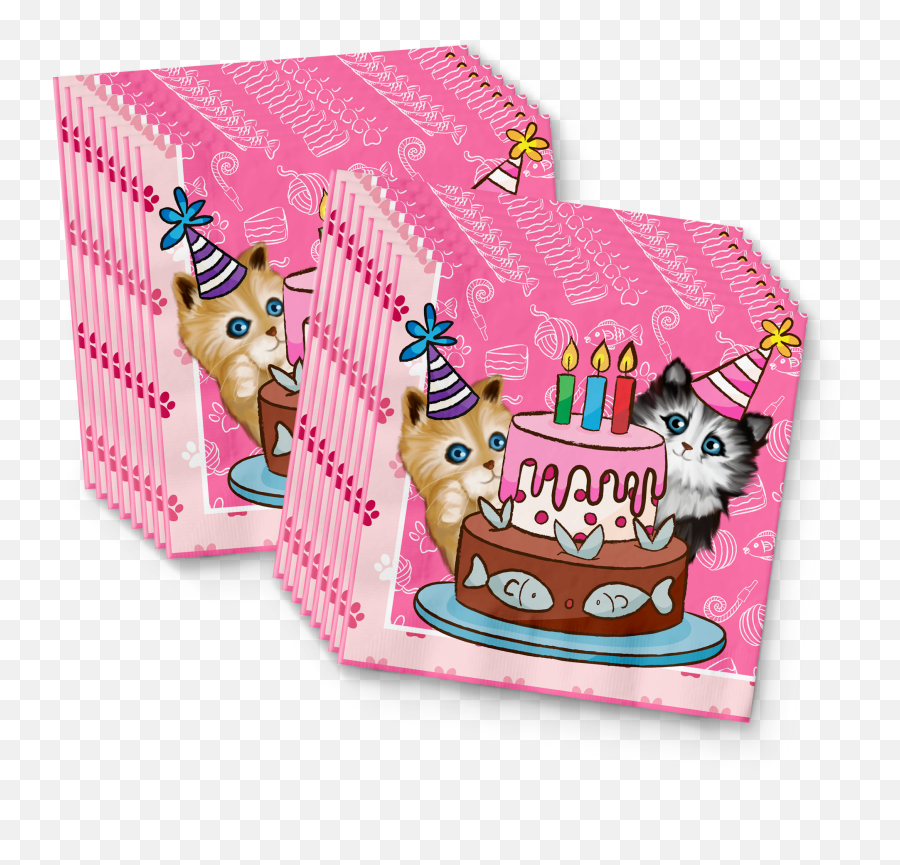 Kitty Cat Kitten Birthday Party Tableware Kit For 16 Guests - Cake Decorating Supply Emoji,Cat Emoji Cake