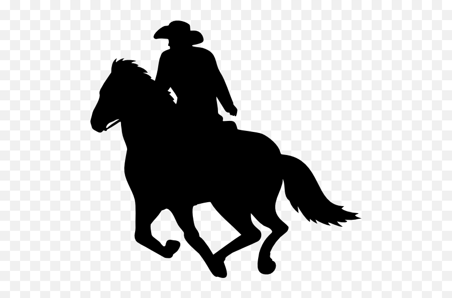 Cowboy Riding A Running Horse Sticker - Cowboy Silhouette Png Emoji,Flag Horse Dance Music Emoji