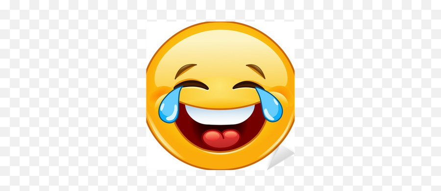 Emoticon With Tears Of Joy Sticker - Laughing Smiley Face Png Emoji,Amazed Emoticon