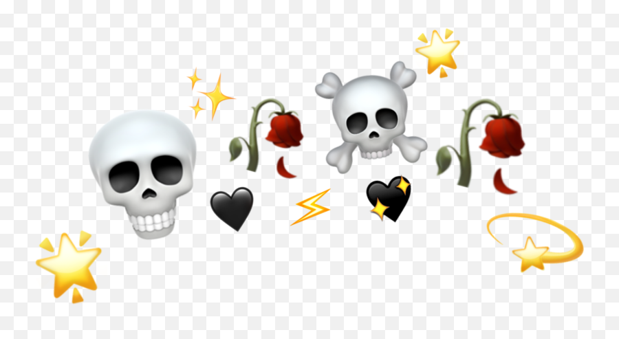 Emojirosesskullheartsstarscrown - Skull And Knife Emoji,Emoji Skull