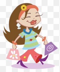 Transparent Woman Shopping Clipart - Cartoon Girl Shopping Png Emoji,Female Shrug Emoji