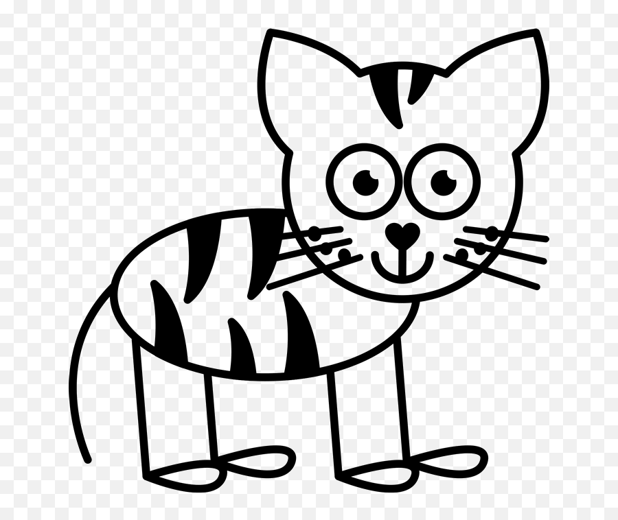 Cat With Stripes Outline Rubber Stamp - Clipart Dog Stick Figure Png Emoji,Whip Emojis