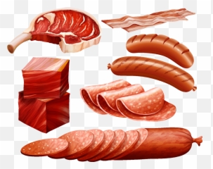 Bacon Ham Salami Meat Transparent - Sausages Vector Emoji