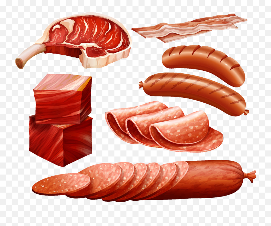 Bacon Ham Salami Meat Transparent - Sausages Vector Emoji,Salami Emoji