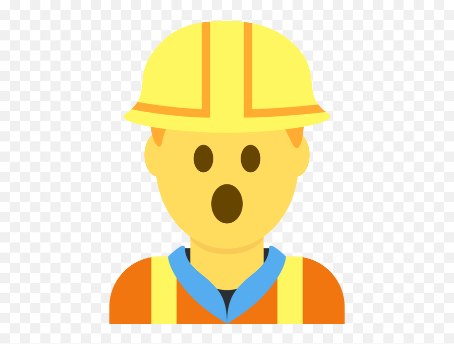 Emoji Face Mashup Bot On Twitter Construction Worker - Clipart Construction Worker Thinking,Open Mouth Smile Emoji