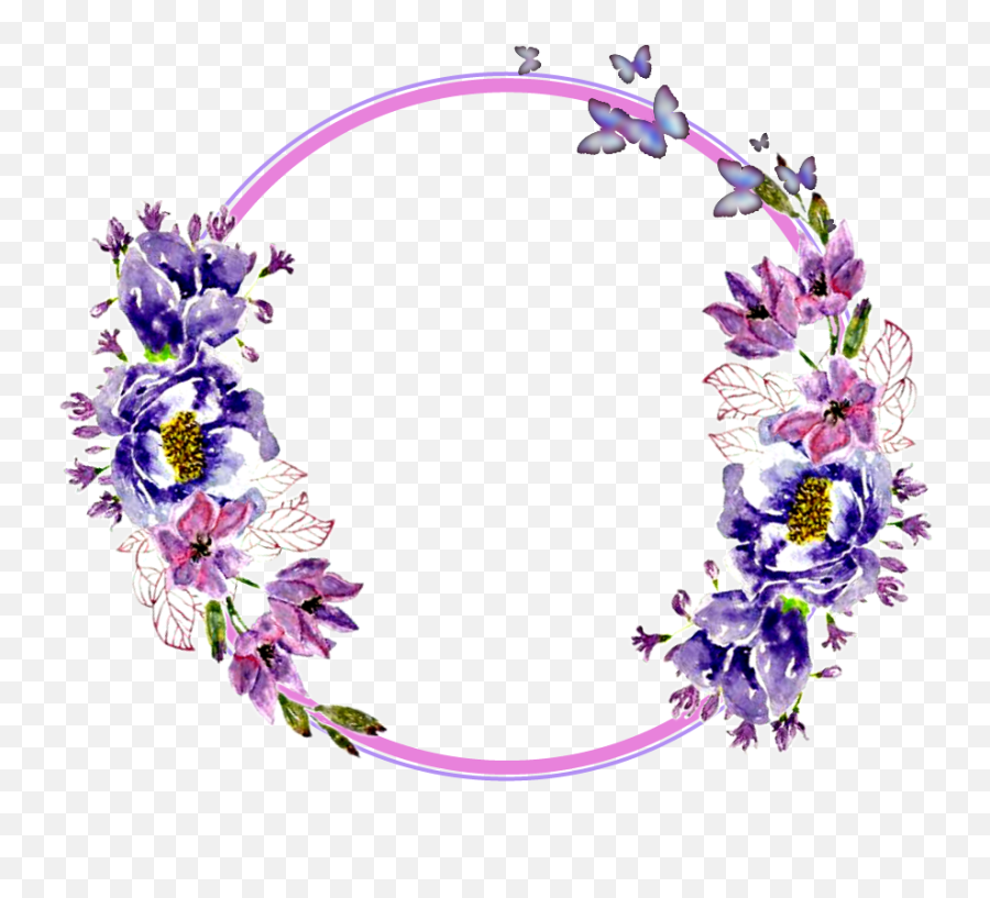 Flower Circle Png Flower Circle Png Transparent Free For - Frame Purple Flower Circle Emoji,Flower Emoji Vector