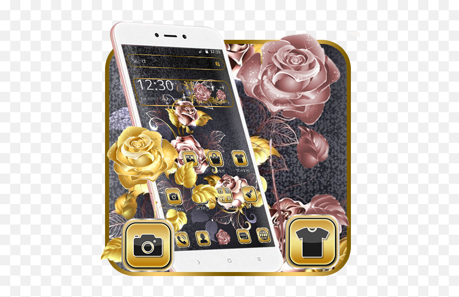 Gold Pink Flower Theme - Programu Zilizo Kwenye Google Play Cartoon Emoji,Boi Emoji Png