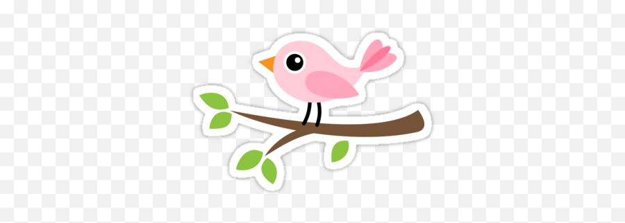 Pink Bird Standing On A Branchu0027 Sticker By Mheadesign Pink - Sticker Bird Emoji,Bird Emoji Iphone