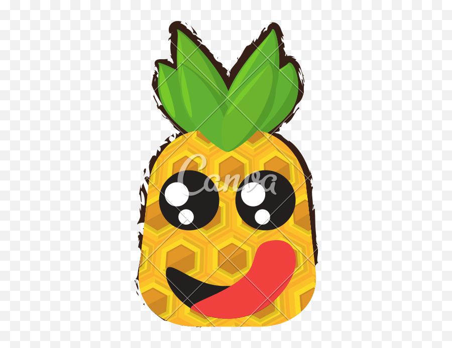 Pineapple Hungry Face - Een Ananas Met Een Gezicht Emoji,Pineapple Emoticon