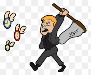 Cartoon Man Trying To Catch Time - Emoji