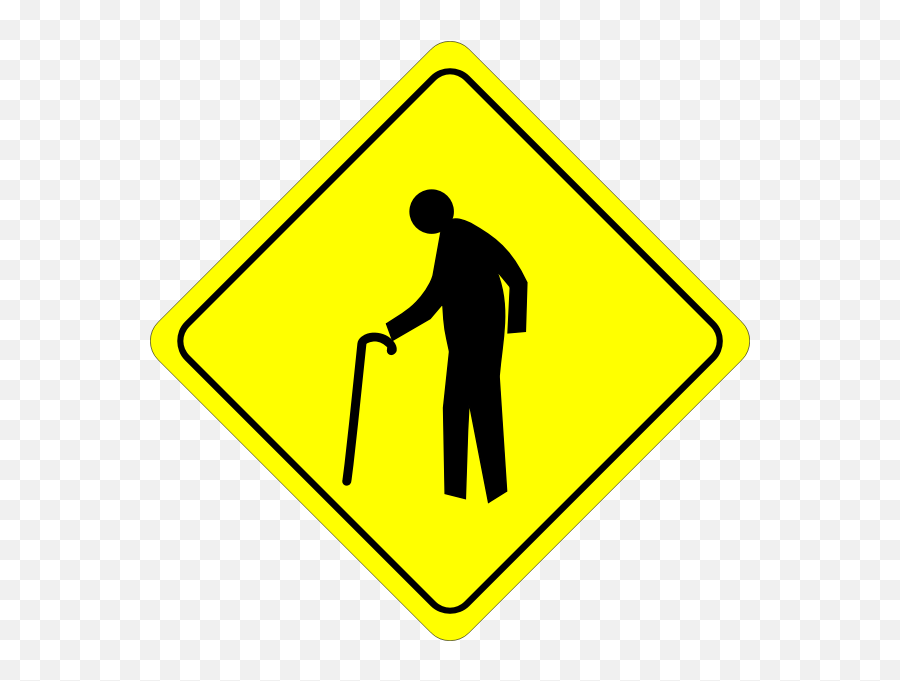 Old Man Crossing - Old Person Crossing Sign Emoji,Traffic Light Caution Sign Emoji