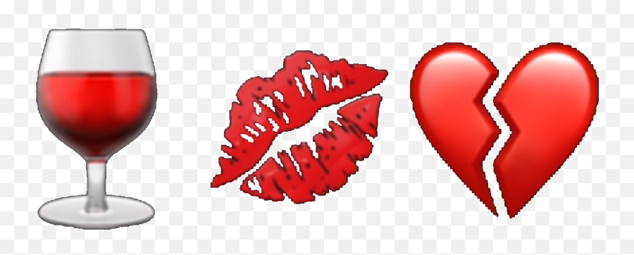 Red Wine Broken Brokenheart Kiss Emoji Aesthetic Tumblr - Wine Glass,Wine Emoji