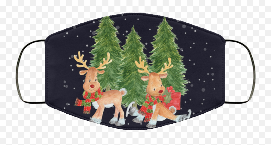 Reindeers Skating In The Snow Face Mask - Qfinder Trending No Justice No Peace Black Lives Matter Emoji,Reindeer Emoji