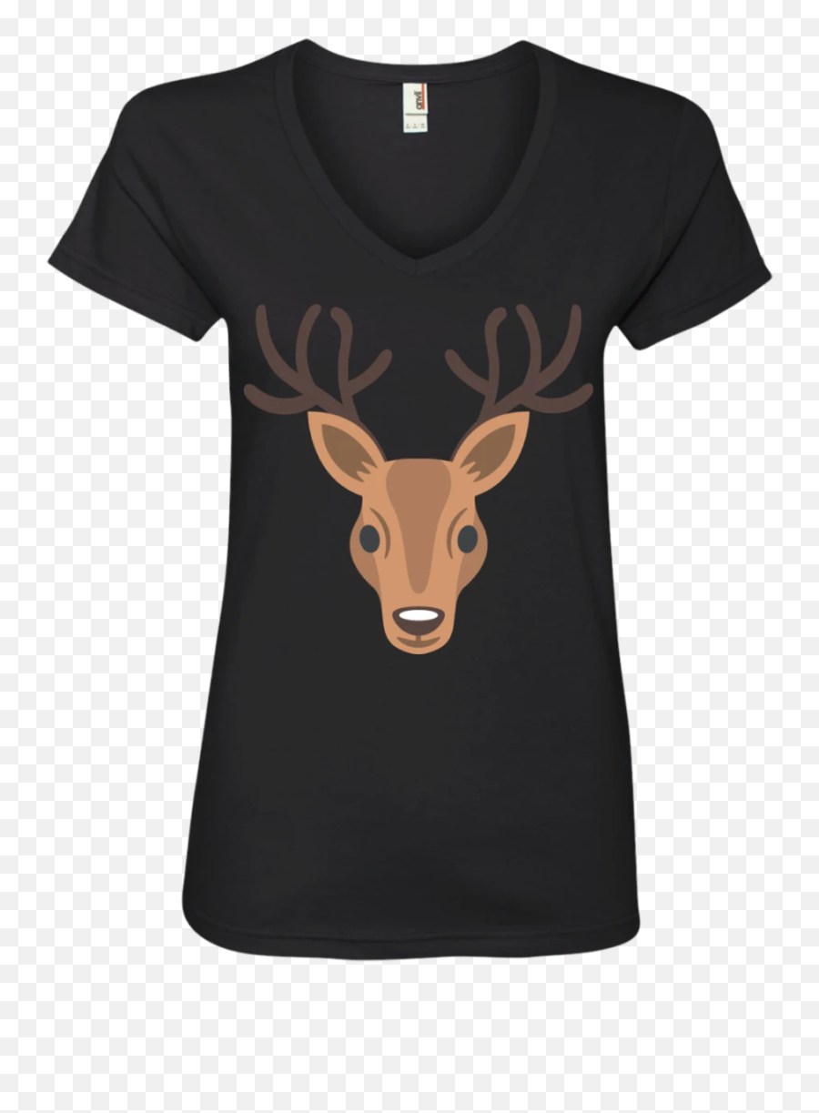 Deer Head Emoji Ladies V - Keep Calm Its A Pitbull Not A Freakin Shark,Deer Emoji